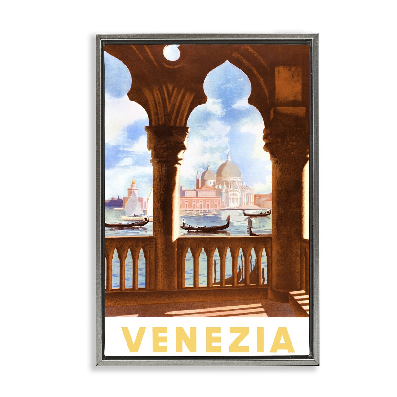 Stupell Industries Venezia Architecture with Boats View Floating Frame By PIDDIX